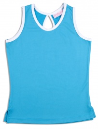 Girls twilight blue tennis vest with white trim